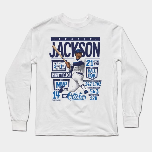 Reggie Jackson New York Y Stats Long Sleeve T-Shirt by Jesse Gorrell